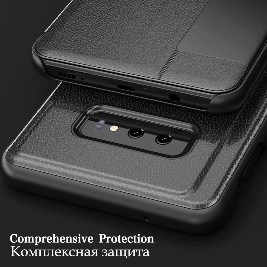 Чехол для galaxy S10plus умный чехол книжка Samsung Note 9 10 A9 A6 A7 J4 J6 2018 S9 S8 Plus кожаный