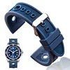Bracelets de montre en Silicone pour hommes et femmes, 22mm, noir bleu, étanche, caoutchouc souple, avec boucle en acier inoxydable poli ► Photo 1/6