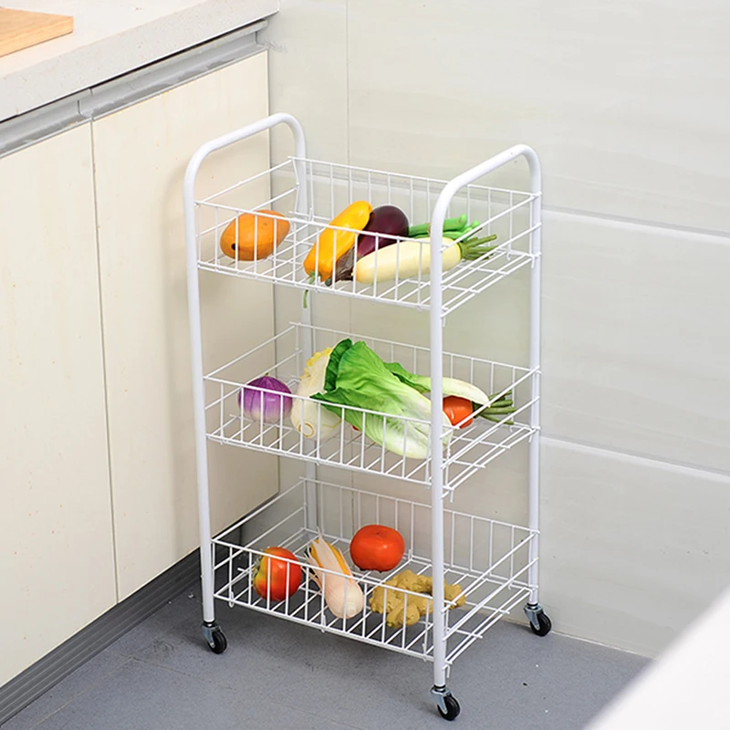 Kitchen Stainless Steel 3 Layers Stands Storage Racks Stroller