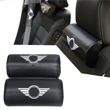

2x Carbon Fiber Embroidery Car Rest Cushion Seat Headrest Neck Pillow for BMW mini cooper car stying