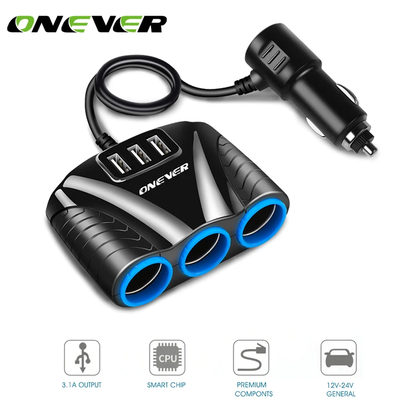 3 порта USB способа 1 а Синяя светодиодная розетка для автомобильного