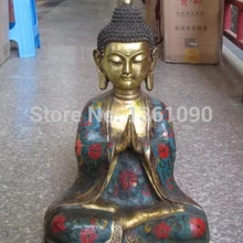 Xd 001323 1" Тибет Буддизм Храм бронзовый Gild Перегородчатые Татхагата Будда Шакьямуни Статуя
