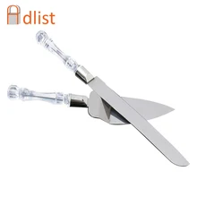 2 pçs casamento bolo faca servidor conjunto de aço inoxidável espátula bolo aniversário presente festa casamento decoração acrílico lidar com pizza(China)
