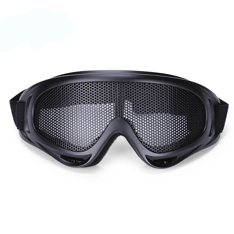 Новая армейская зеленая страйкбольная тактическая металлическая сетка защита глаз очки - Цвет: Black
