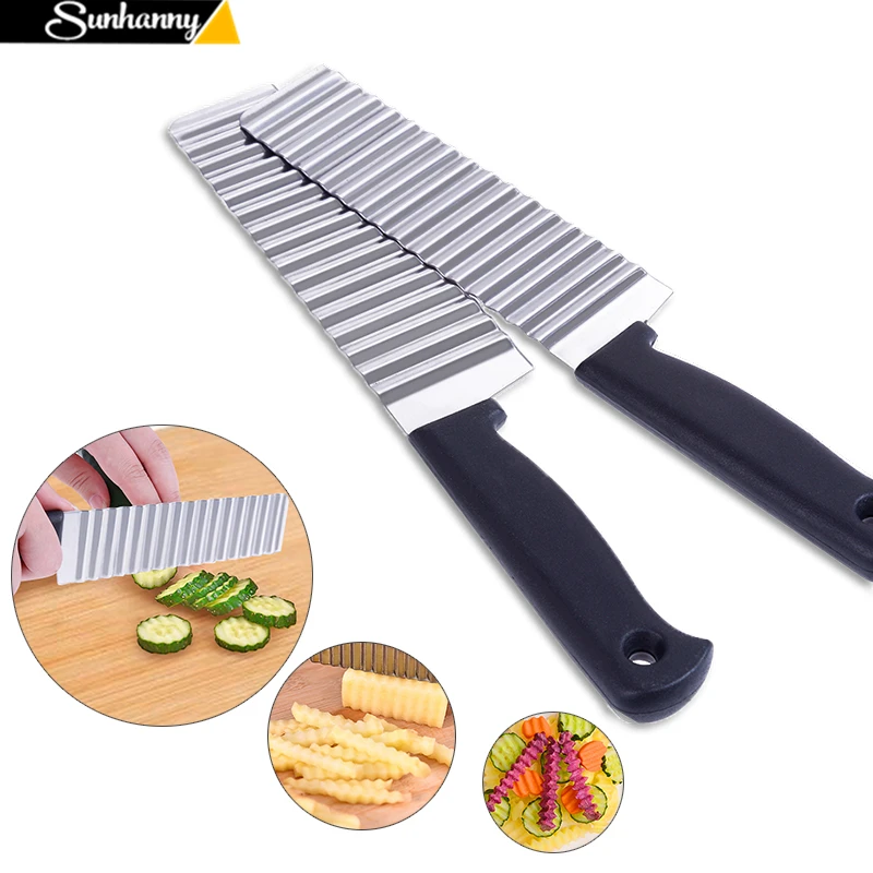 

1PC Stainless Steel Wavy Cutter Potato Carrot Waves Cutting Slicer Fry Food Slicer Blade Vegetable Salad Chopping Knife