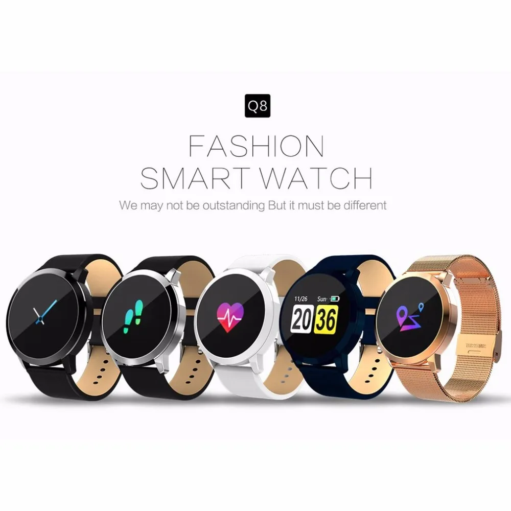 

Q8 Smart Watch NRF52832 Chip Blood Oxygen Sleep Heart Rate Monitor IP67 Waterproof Sport Fitness Wearable Smartwatch