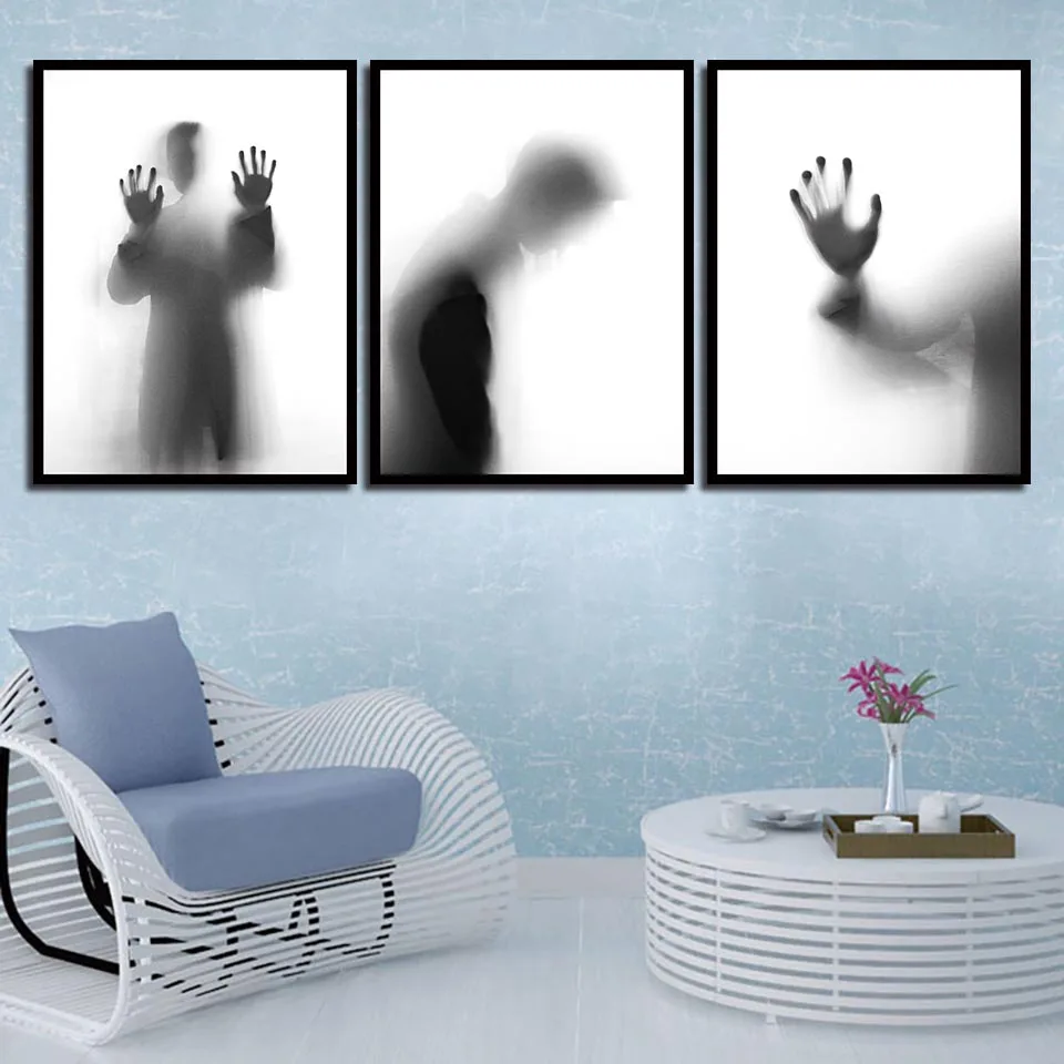 

Nordic Fashion Canvas Poster Black And White Man Shadow Painting Home Decor Minimalist Prints Abstract Pictures Bedroom Wall Art