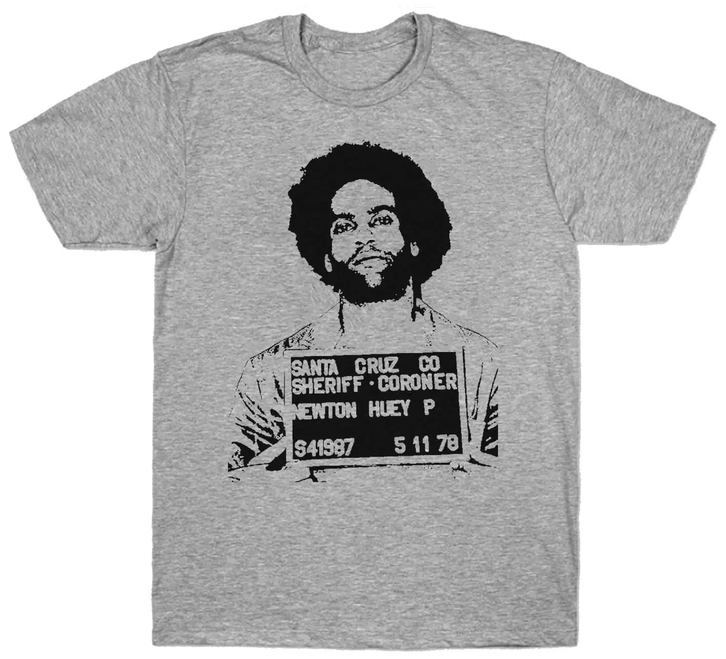 HUEY P NEWTON MUGSHOT T SHIRT POLITICAL 