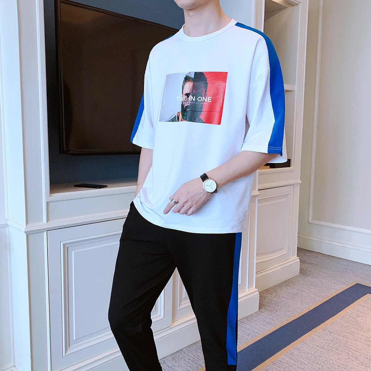 

Men's Tracksuit Spring Autumn Fashion Printed Two Piece Set Jogging Suit For Men Clothes 2019 Casual Sweatsuit Track Suits