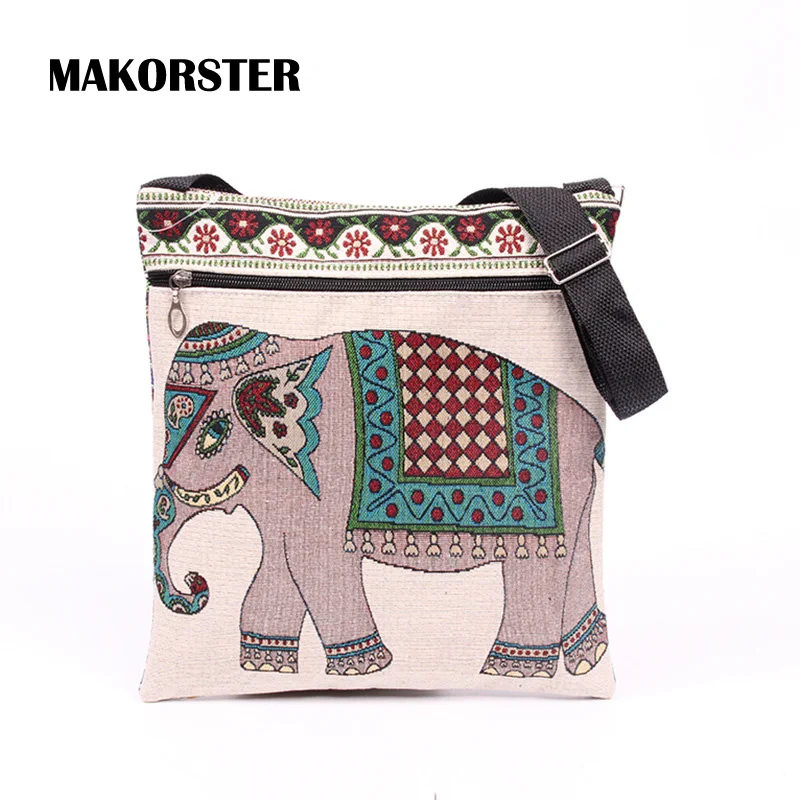 MAKORSTER Elephant Pattern Women Handbags shoulder Messenger bags for
