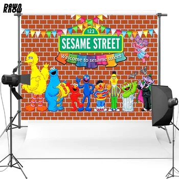 

DAWNKNOW SESAME STREET Vinyl Photography Background For Children Cartoon Polyester Backdrops For Baby Photo Studio G485