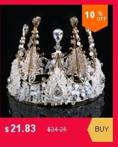 Роскошная блестящая золотая корона ручной работы, украшенная бисером и кристаллами, блестящие диадемы в стиле барокко для невесты, свадебные украшения, аксессуары для волос