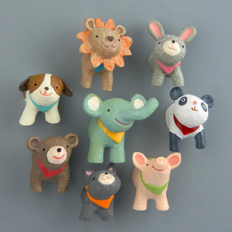

Cute ZOO Animals Head 3D Action Figure Magnet Cartoon Pattern Fridge Magnet Stickers Children Educational Toy Birthday Gift