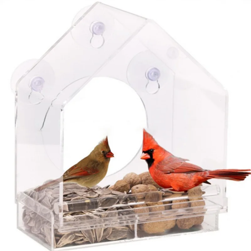 

2 Style Creative Pet Bird feeder Clear Window Squirrel Proof Bird Feeder Window bird feeders