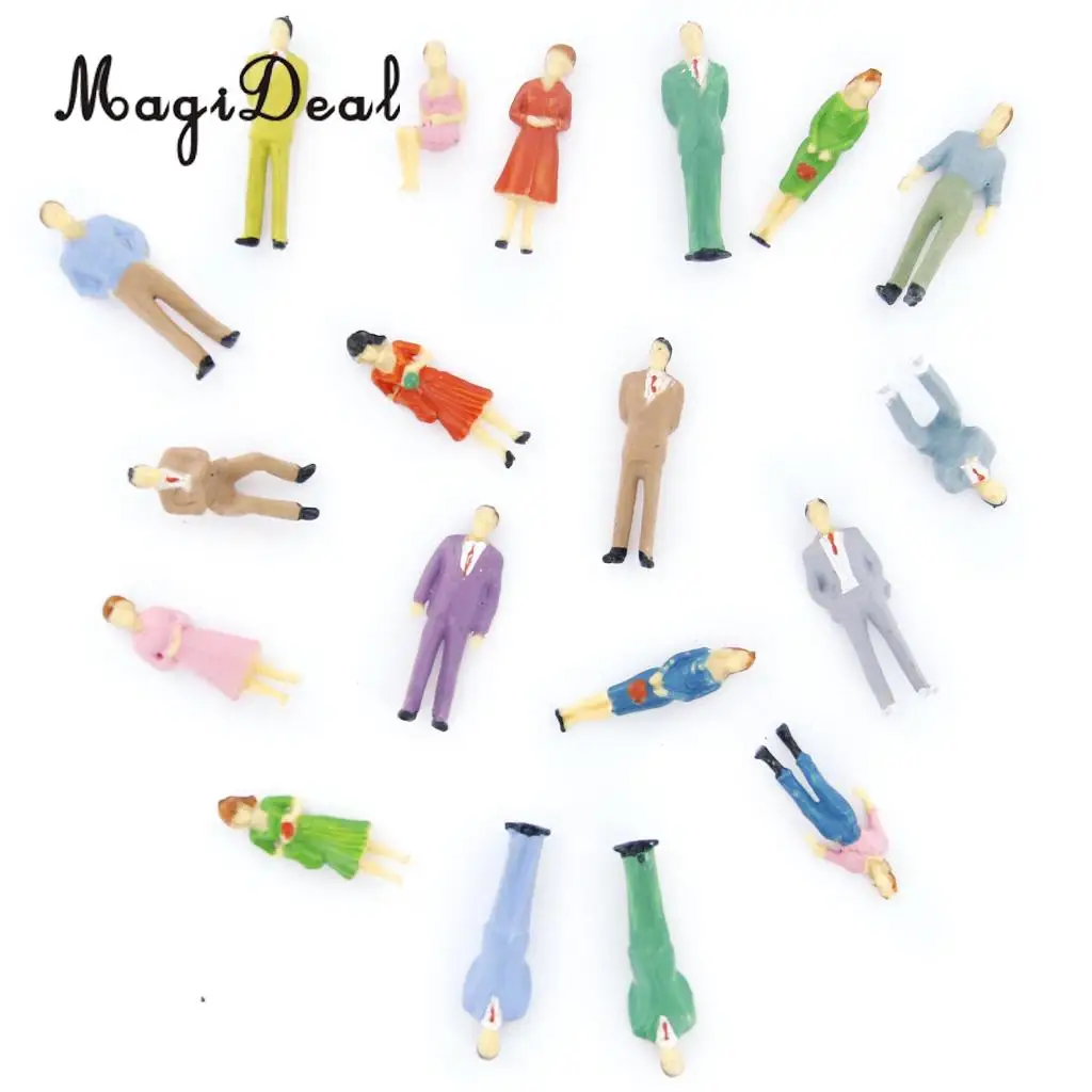 MagiDeal 100Pcs 1/50 Scale Painted Model Train Seated Stand People Figures for Collectibles Station Platform Street Scene Layout