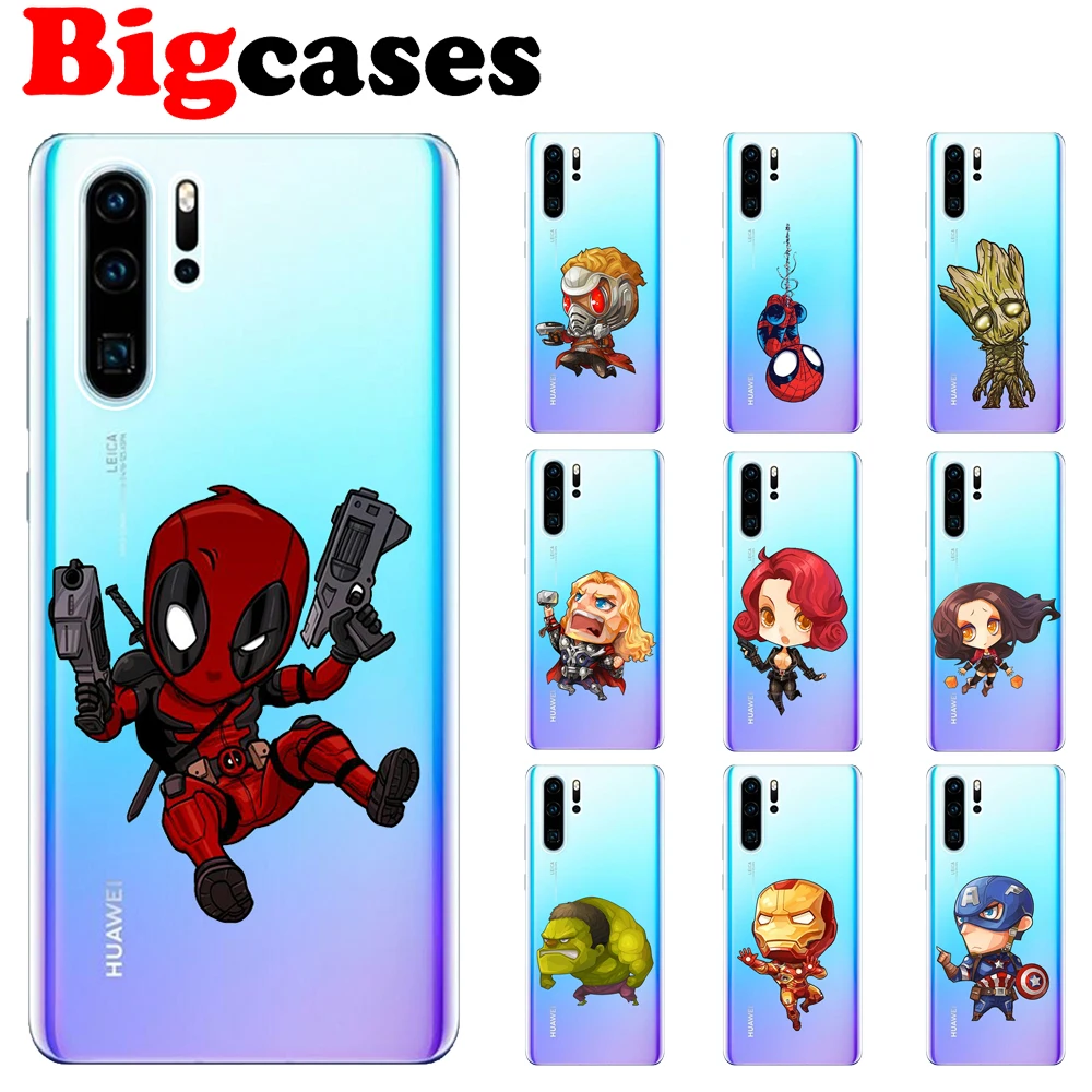 For Huawei P30 Lite Pro Case Cover Soft TPU Silicone Funda Spiderman Iron Man Deadpool Capa Protect Phone Shell |
