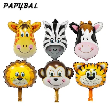

8pcs Mini Animal Foil Balloons Lion & Monkey & Zebra & Deer & Cow Animal Head Air Balloon birthday party Decor Toys Supplies