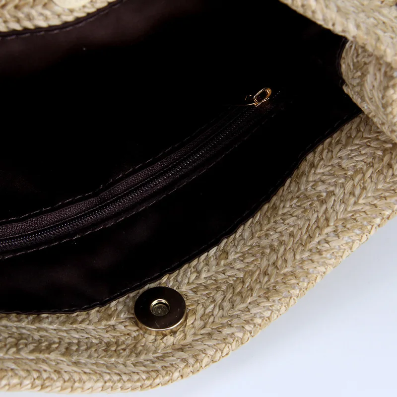 FGGS-женская сумка, модная красивая соломенная тканая большая летняя пляжная сумка на плечо, бежевая