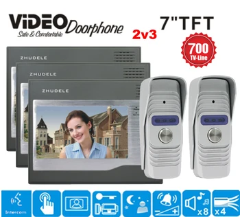 

ZHUDELE Home Security 7 inch TFT LCD Monitor Video Door phone Intercom System With Night Vision Outdoor Camera IN STOCK 2v3