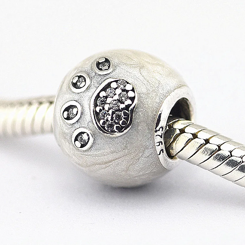 

Beads for Jewelry Making 100% 925 Sterling Silver I love pets charm with silver enamel and Clear Cz Fit Bracelet Diy PF245