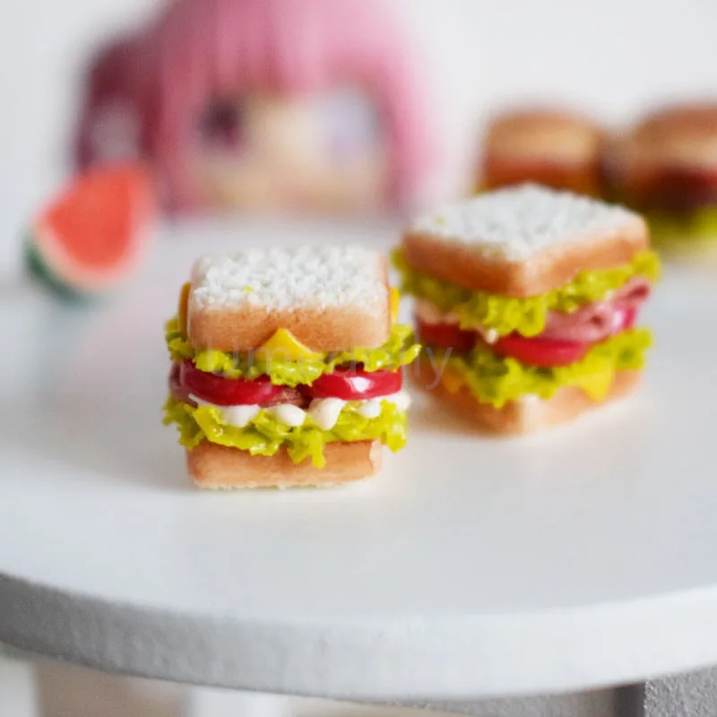 Buy 2PCS Mini Cute Handmade Clay Sandwich 112 Scale