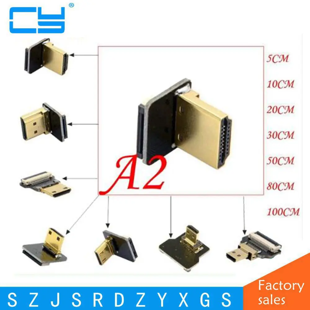 FPV Micro HDMI Mini HDMI degree Adapter 5cm-80cm FPC Ribbon Flat HDMI Cable