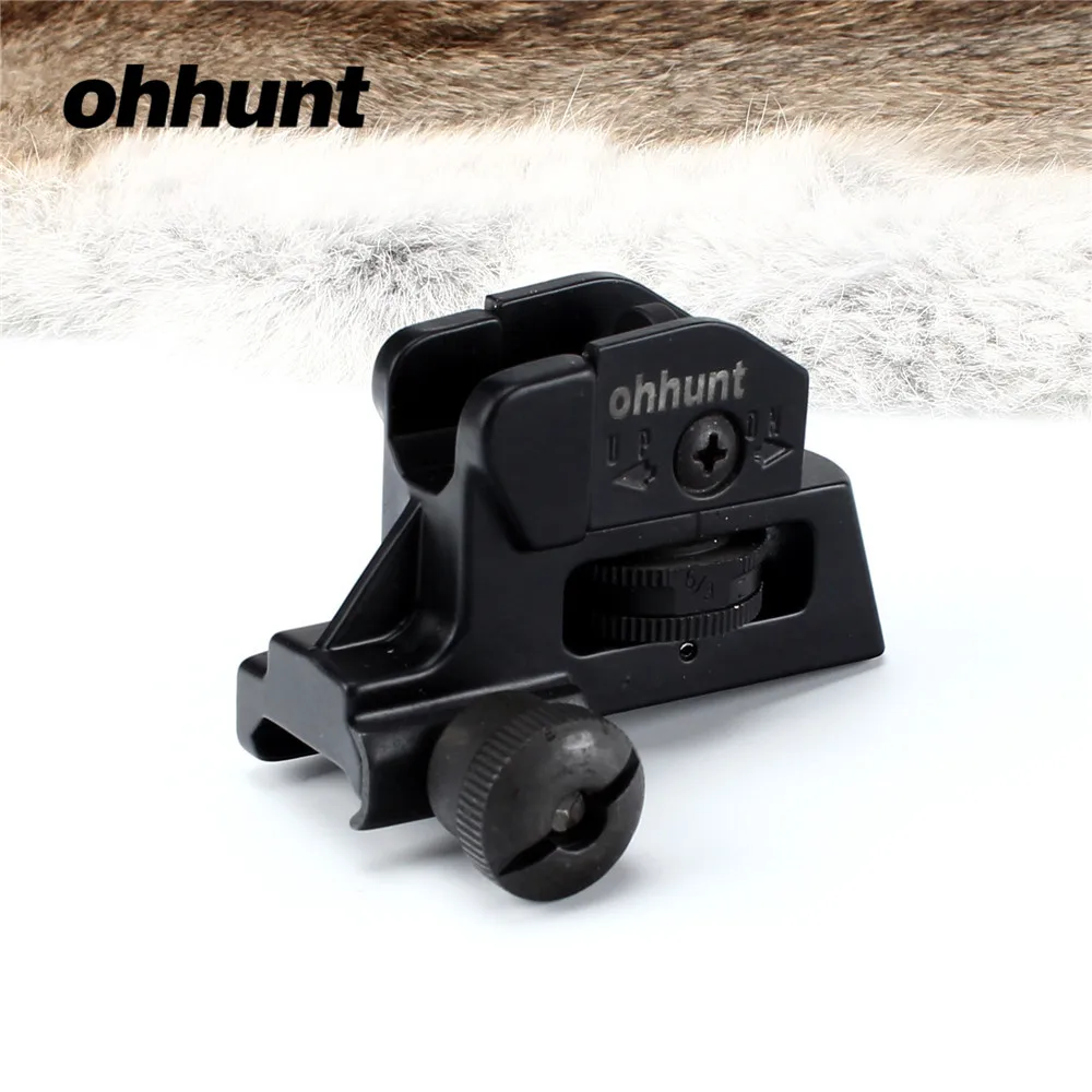 

ohhunt Hunting Backup Iron Rear Sight Detachable Compact with Adjustment Full Windage/Elevation of Tactical Fiber Optic Sight