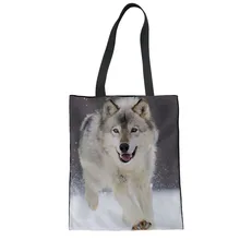 FORUDESIGNS, женская сумка для покупок с 3D принтом волка, Повседневная пляжная сумка, Студенческая сумка на плечо, Повседневная Складная сумка, сумка для покупок