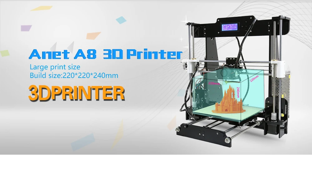 Anet A6 A8 3d Принтер Комплект Высокая точность легко собрать Reprap Prusa i3 DIY 3D печатная машина Impresora 3d с PLA нитью