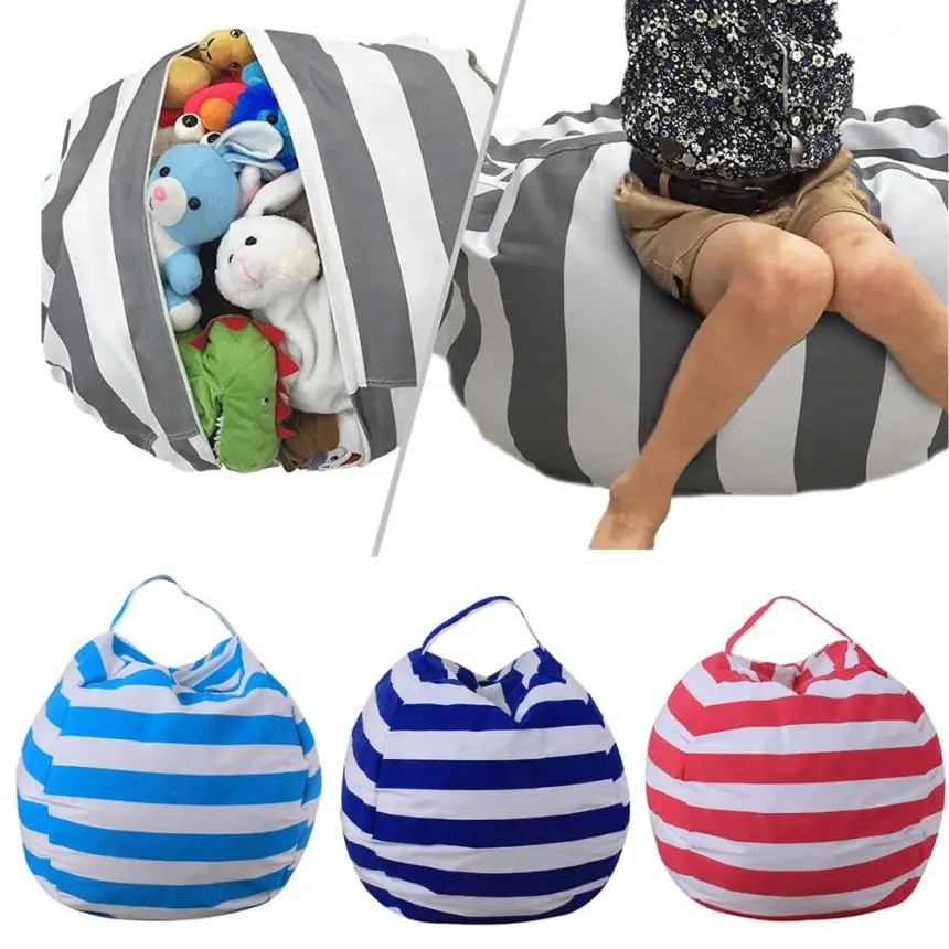 

Kids Toys storage bag organizer cotton Stuffed Animal Plush Toy Storage Bean Bag Soft Pouch Stripe storage bag clothing 5O1214