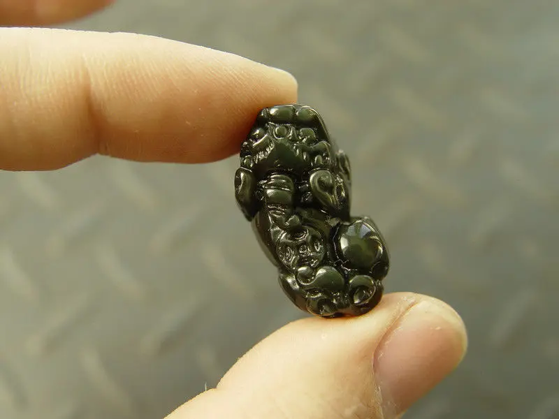 Бесплатная доставка уникальный натуральный обсидиан черный кулон китайский