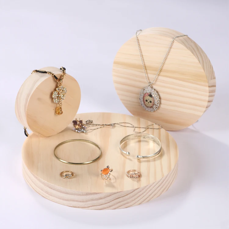 

New Fashion Solid Wood Round Jewelry Display Blocks Earrings Pendant Bracelets Ring Display Stand Jewellery Display Rack