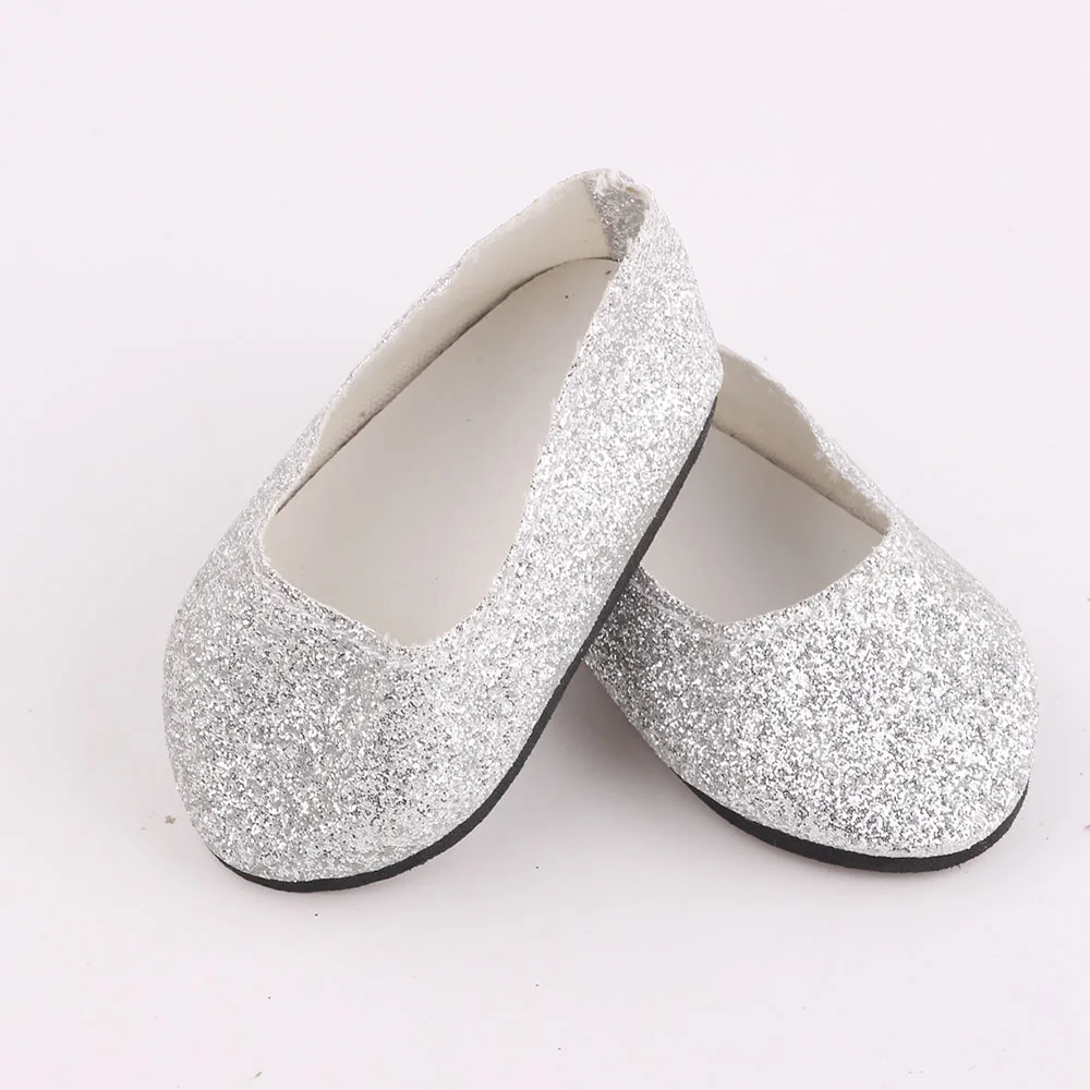 Silver Glitter Slip On Shoes 18 in Doll Clothes Fits American Girl