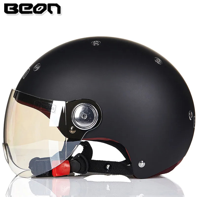 BEON B-103 половина шлем moto cascos шлем винтажный скутер capacete мото rbike шлем Летний мото rcycle шлем - Цвет: matte black