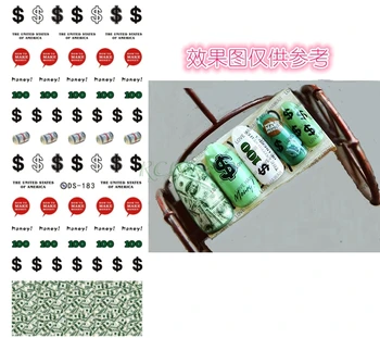 

Nail sticker nails art decorations sliders adhesive design Money dollar note water Transfer decals manicure lacquer accessoires