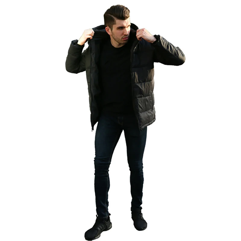 

2019 Fashion Winter Coat Men Cotton Clothing Plus Velvet Thin Section Men's Coat Long Sleeve Men Clothes 2019 Parka New Hot Sale