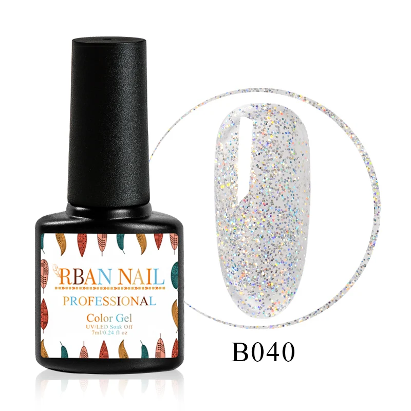 RBAN NAIL 7ML Color Glitter Gel Nail Polish Laser UV Gel Blue Black Color Lacquer Soak Off Semi Permanent Gel Nail Art Varnish - Цвет: M30172