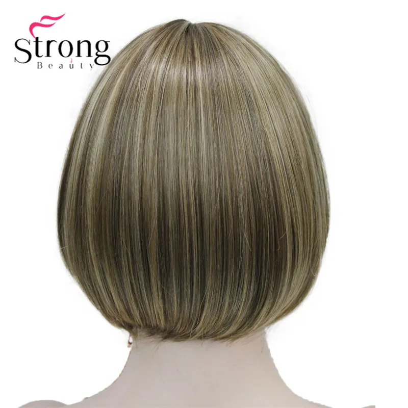 RG-071A #L10-124 fashion light brown with ginger hilight mix women' short straight full wig (4)