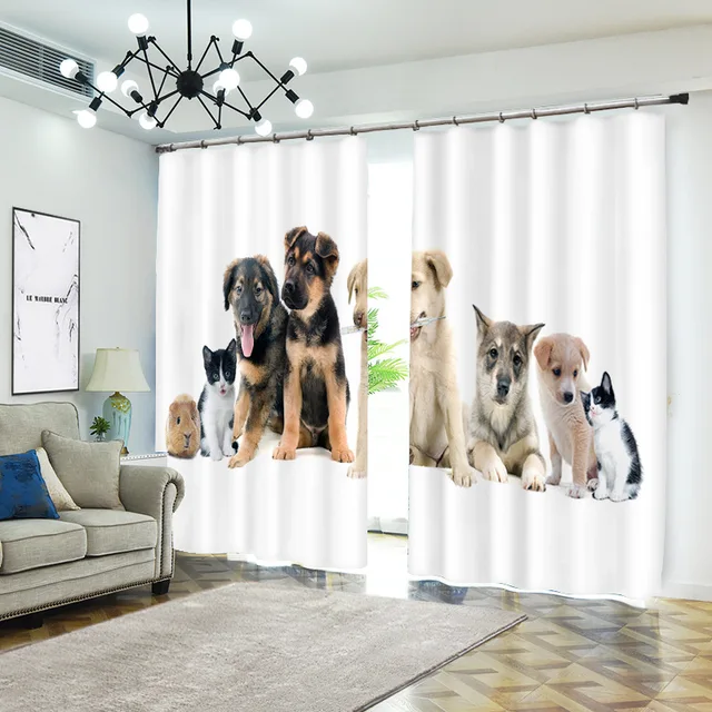 Dog and cat 1set Modern blackout curtains for window treatment blinds