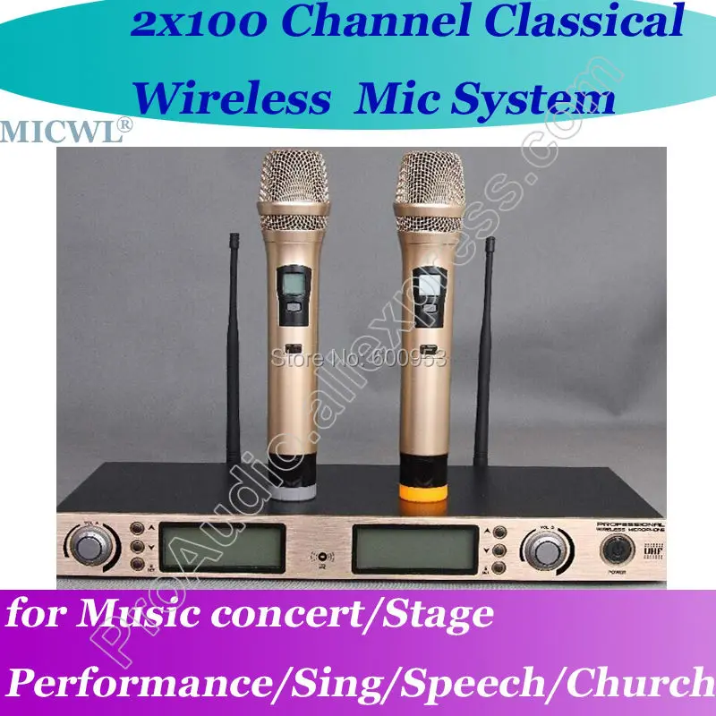 

MICWL Pro 2 Handheld Wireless DJ Karaoke Microphone Mic System for Stage Sing Speech meeting etc.
