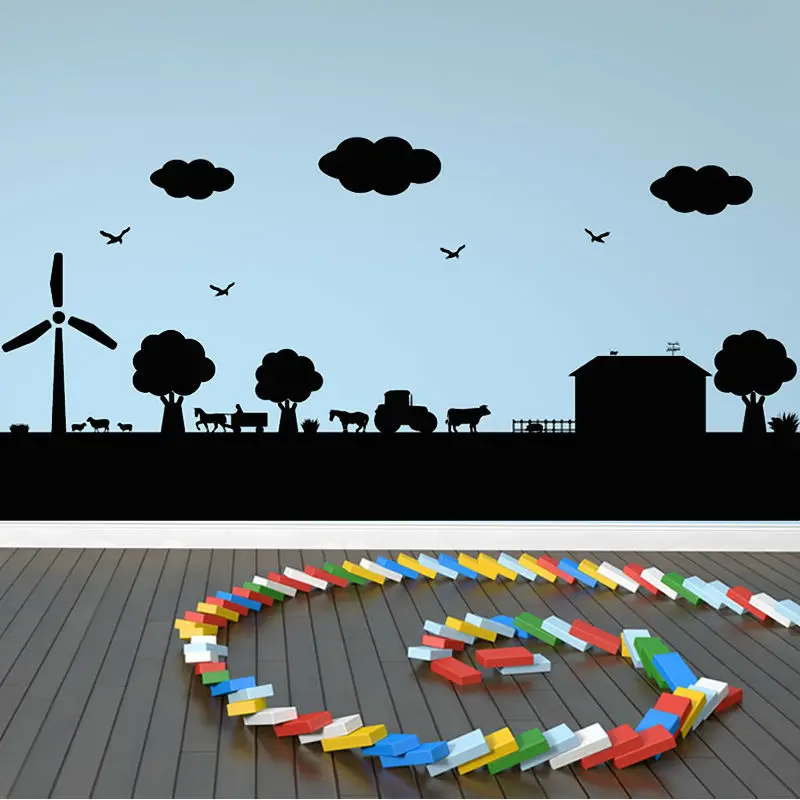 DCTOP Windmill Pastureland Outdoor Wall Stickers Animal Living Room