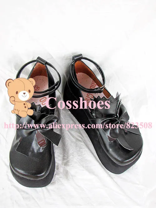 

Custom made bowknot 5.5cm heel black ciel shoes from black butler Kuroshitsuji Cosplay