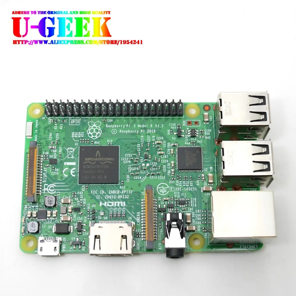 RS Raspberry Pi 3 Model B 1 ГБ Оперативная память 4 ядра 1,2 ГГц 64 бит Процессор с поддержкой Wi-Fi и Bluetooth | 3B | 64bit | BCM2837 | Сделано в Японии | UK