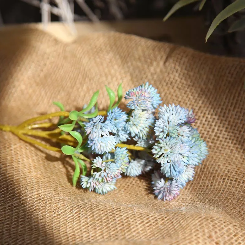 2pcs/lots 6 head large cauliflower artificial flowers rice fruit succulent wall decoration home decoration wedding fake flowers - Цвет: blue