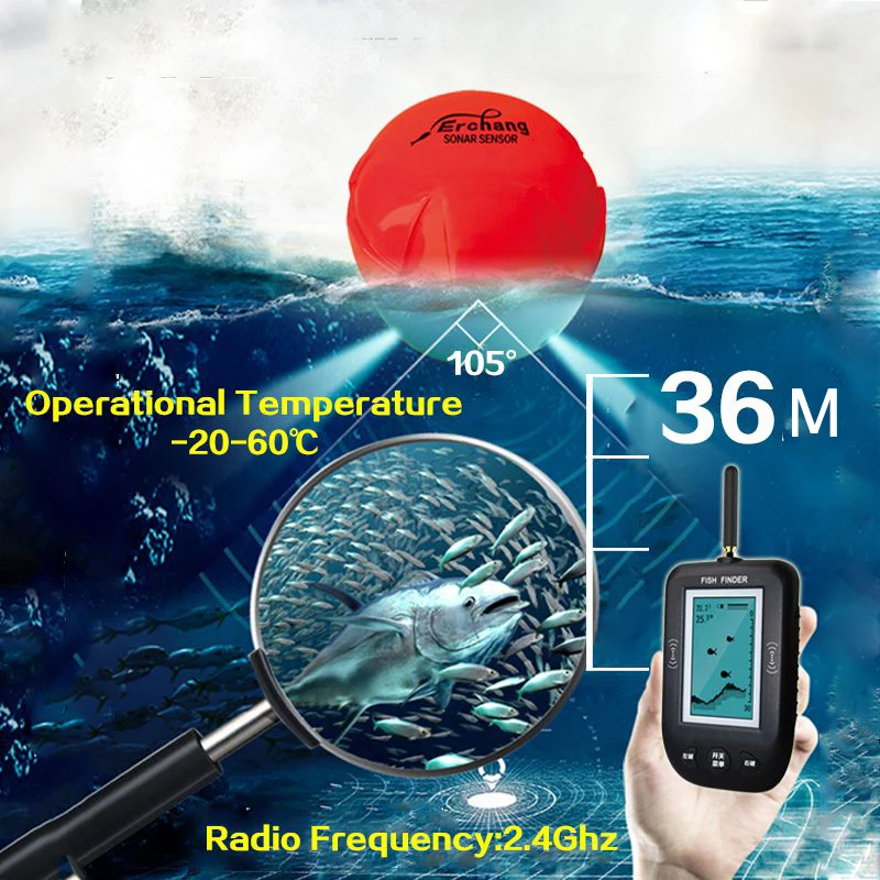 Erchang الذكية المحمولة عمق صياد السمك مع 80 M اللاسلكية الاستشعار سونار السونار Fishfinder ل بحيرة البحر الصيد