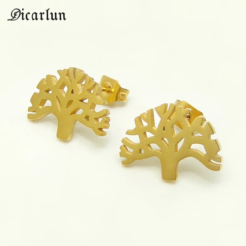 

DICARLUN Stainless Steel Minimalist Stud Earrings Tree For Women Gold Earring Tree Geometric Minimalist Jewelry Fashion Gifts