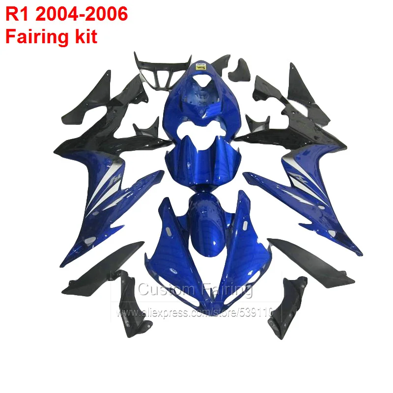 Этот комплект обтекателей для YAMAHA YZFR1 04 05 (синий белый) 2004 - 2005 Обтекатели впрыска