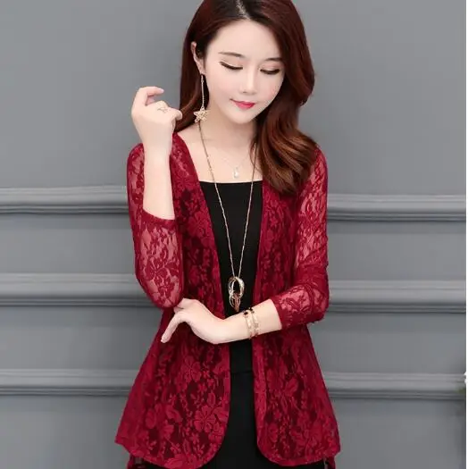 Women Summer Kimono Cardigan Sun Blouse Shirt 2019 Boho Beach Lace Long Chiffon Cover Ups Sunscreen Sunproof Outwear Long Sleeve