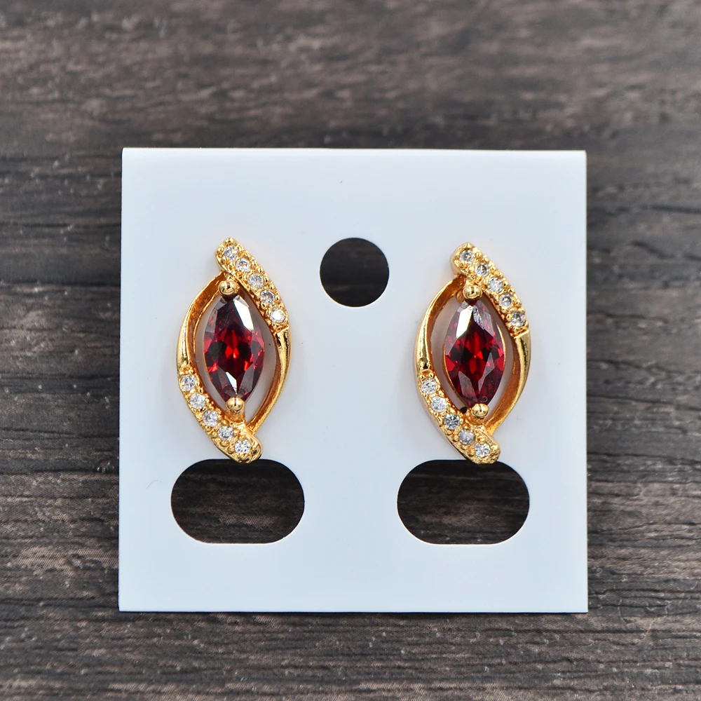 

Fashion Gold Color Red Cubic Zirconia CZ Marquise Stud Earrings For Women