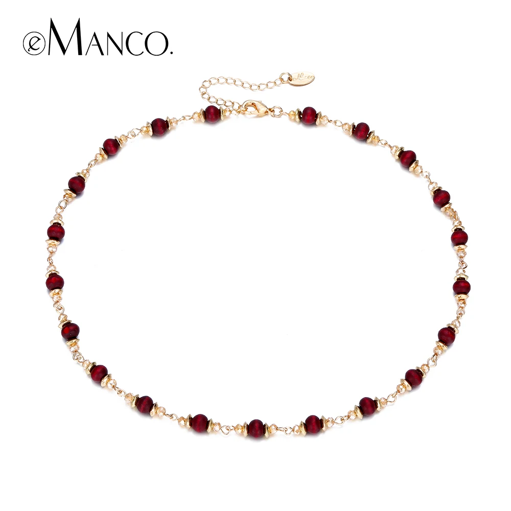 E-Manco деревянное ожерелье с бусинами для женщин роскошное богемное ожерелье с кристаллами четыре цвета Femme массивные модные украшения